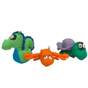 Vintage Aqua Leisure Pool Critters Lot Of 3 Plush Nylon Bath Pool Toys Colorful